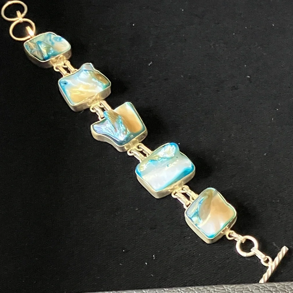 Artisan Blue lace agate 925 Sterling silver bracelet